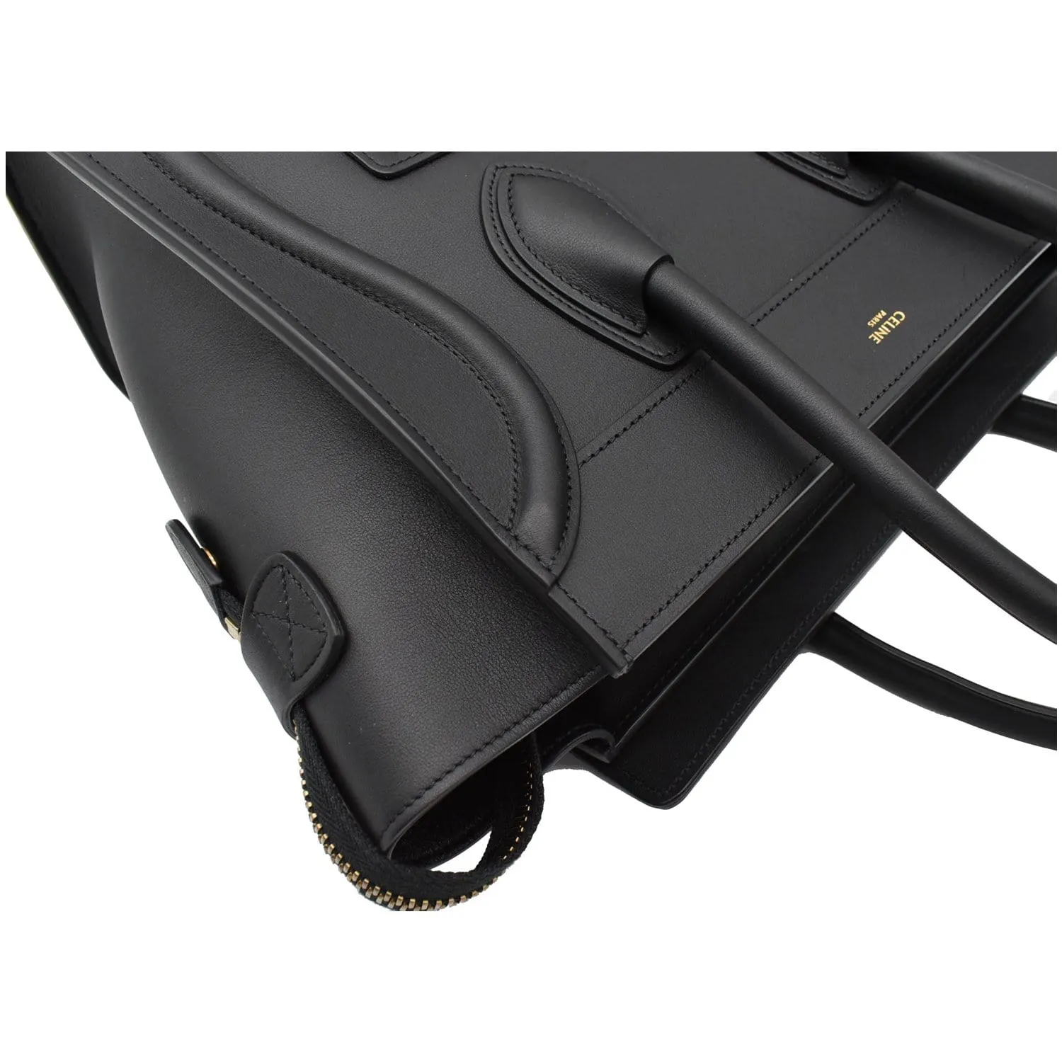 CELINE Mini Luggage Leather Tote Bag Black