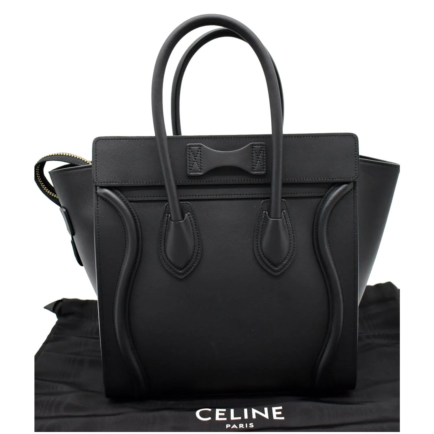 CELINE Mini Luggage Leather Tote Bag Black