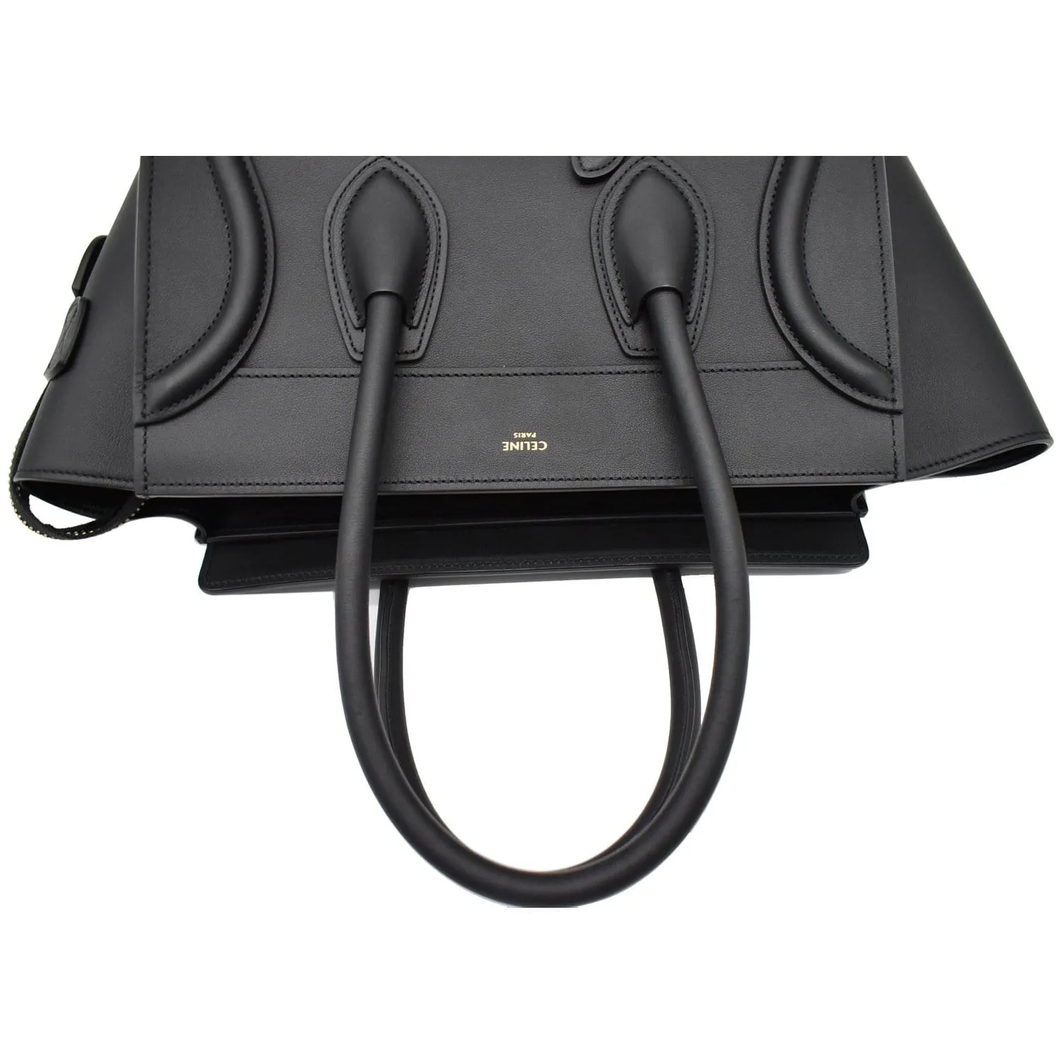 CELINE Mini Luggage Leather Tote Bag Black