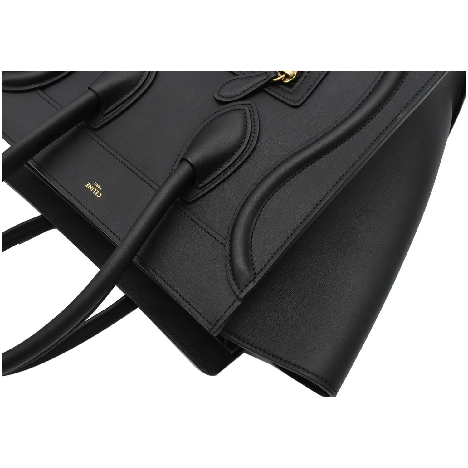 CELINE Mini Luggage Leather Tote Bag Black