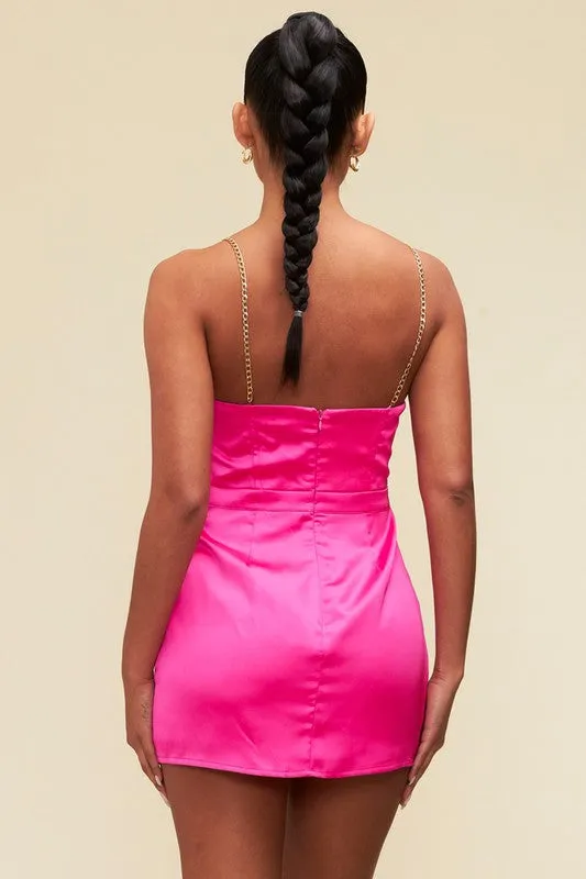 Chain Strap Satin Dress
