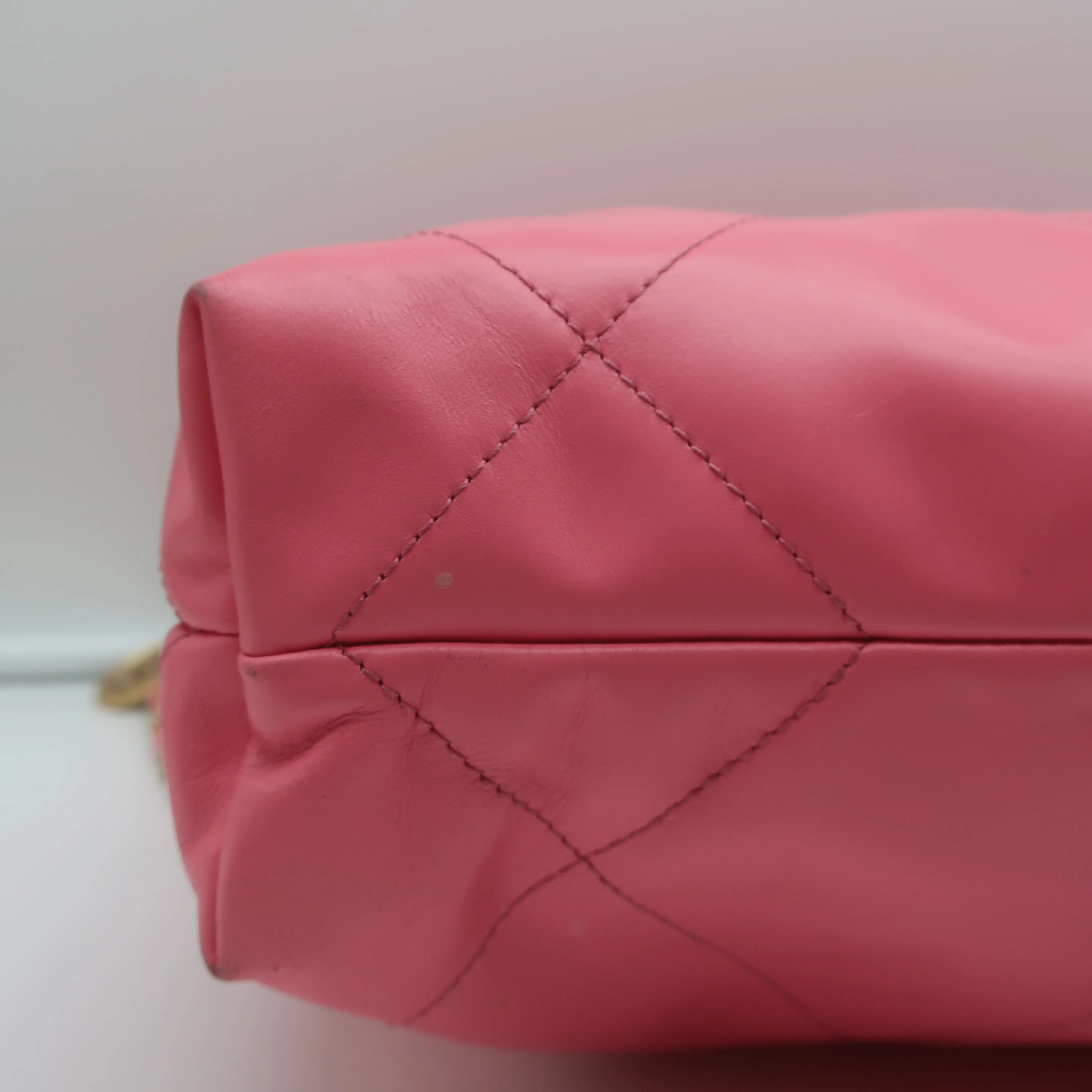 Chanel 22 Small Shoulder Bag Pink Quilted Leather