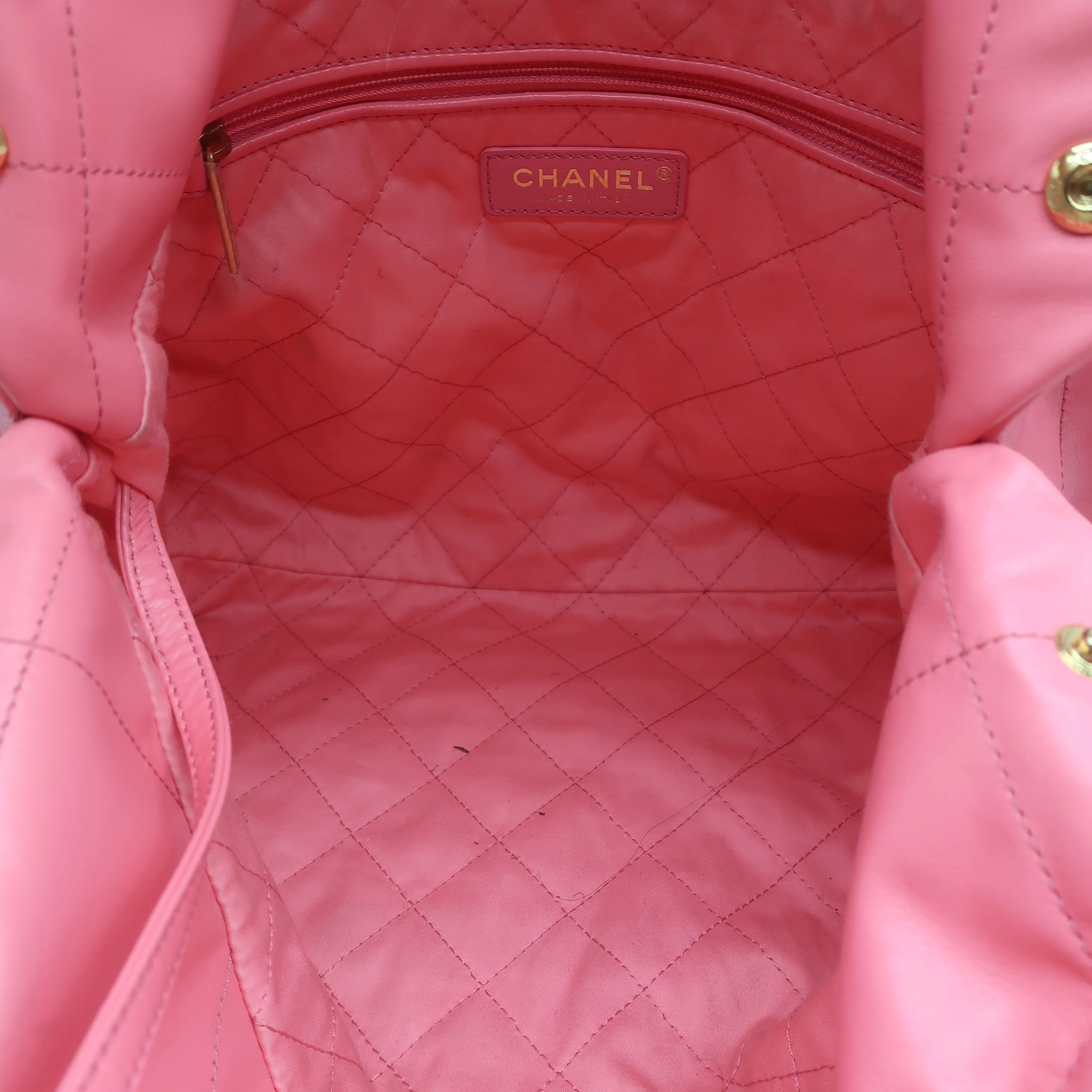 Chanel 22 Small Shoulder Bag Pink Quilted Leather