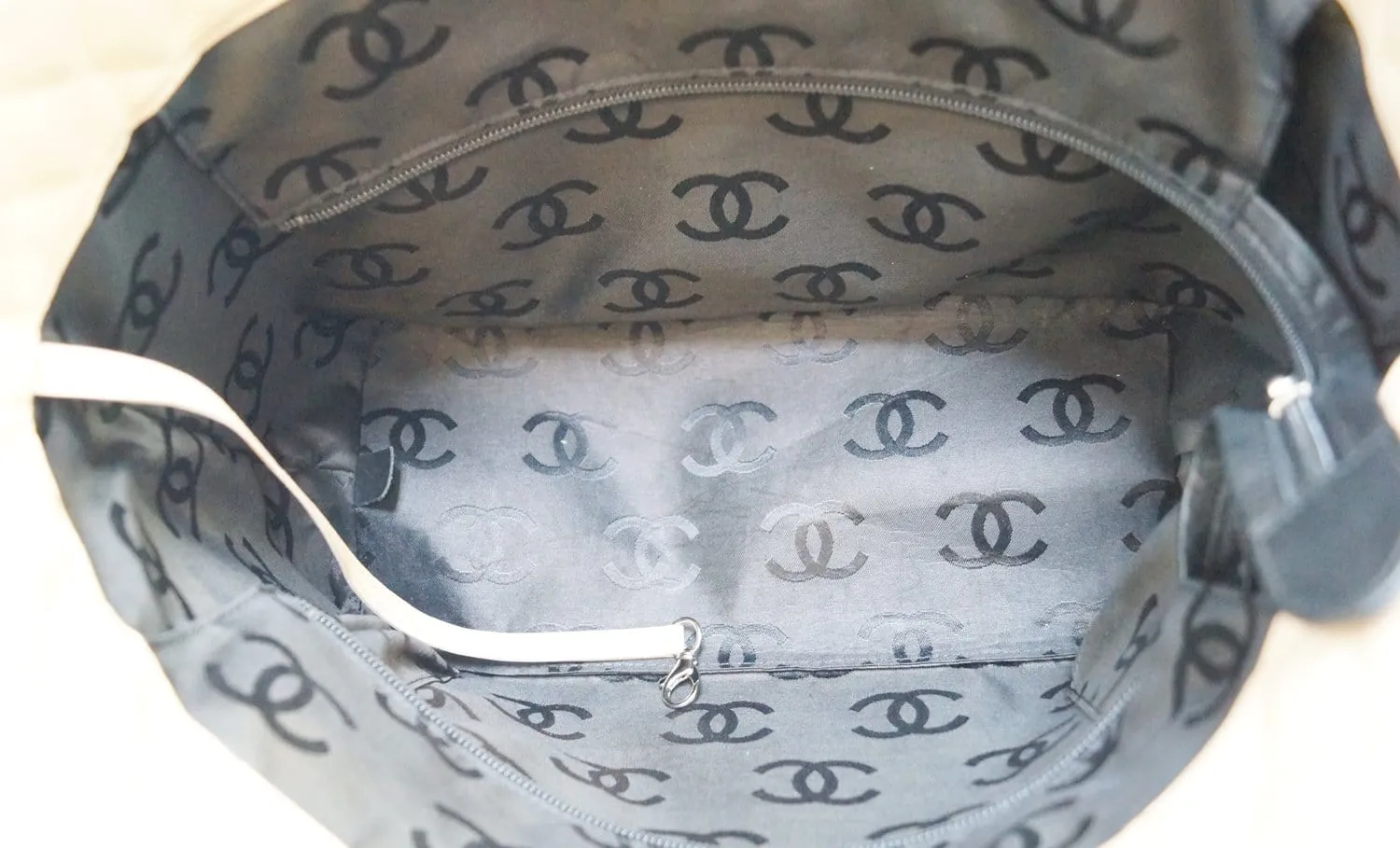 CHANEL Beige/Black Ligne Cambon Large Tote Bag