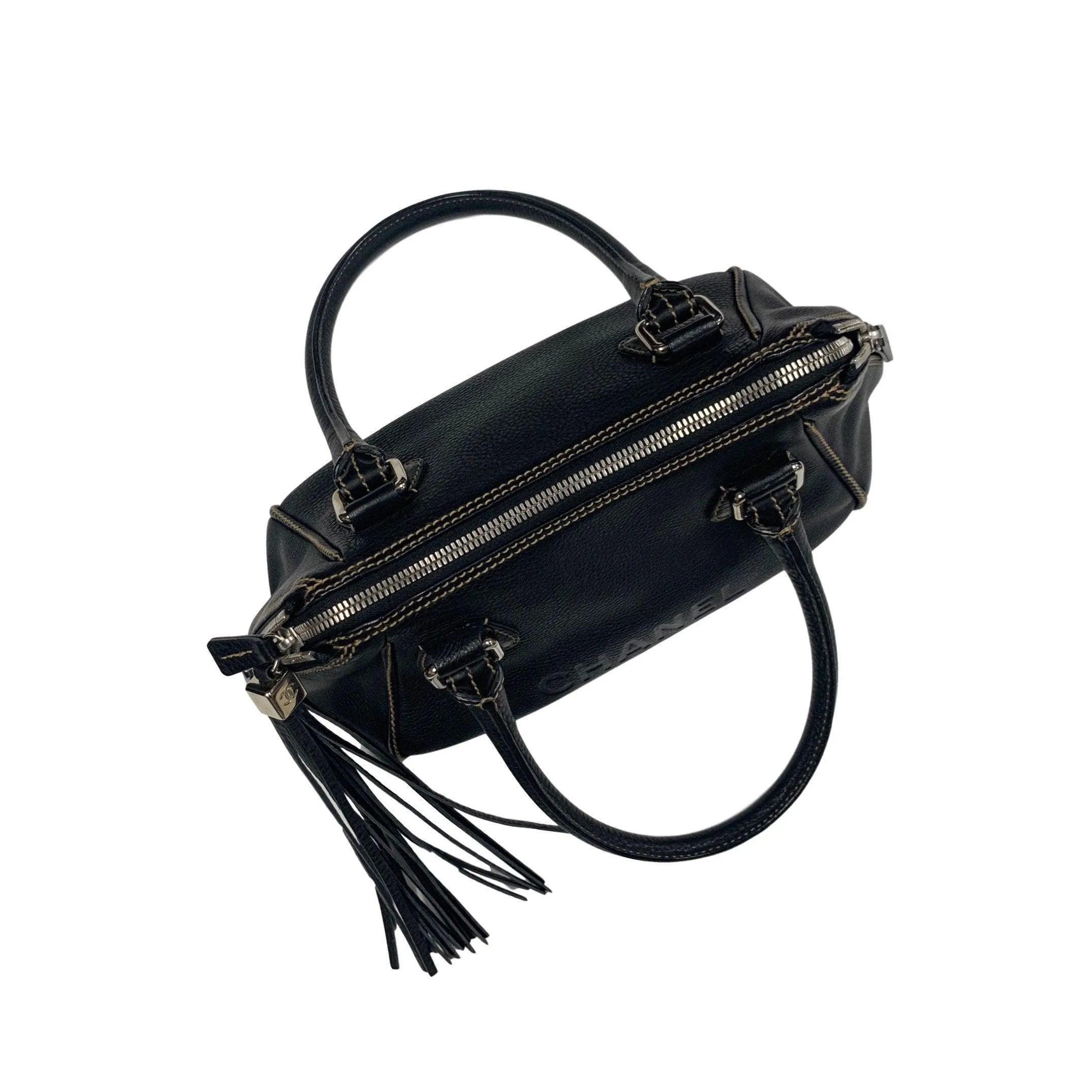 Chanel Black Leather Tassle Shoulder Bag