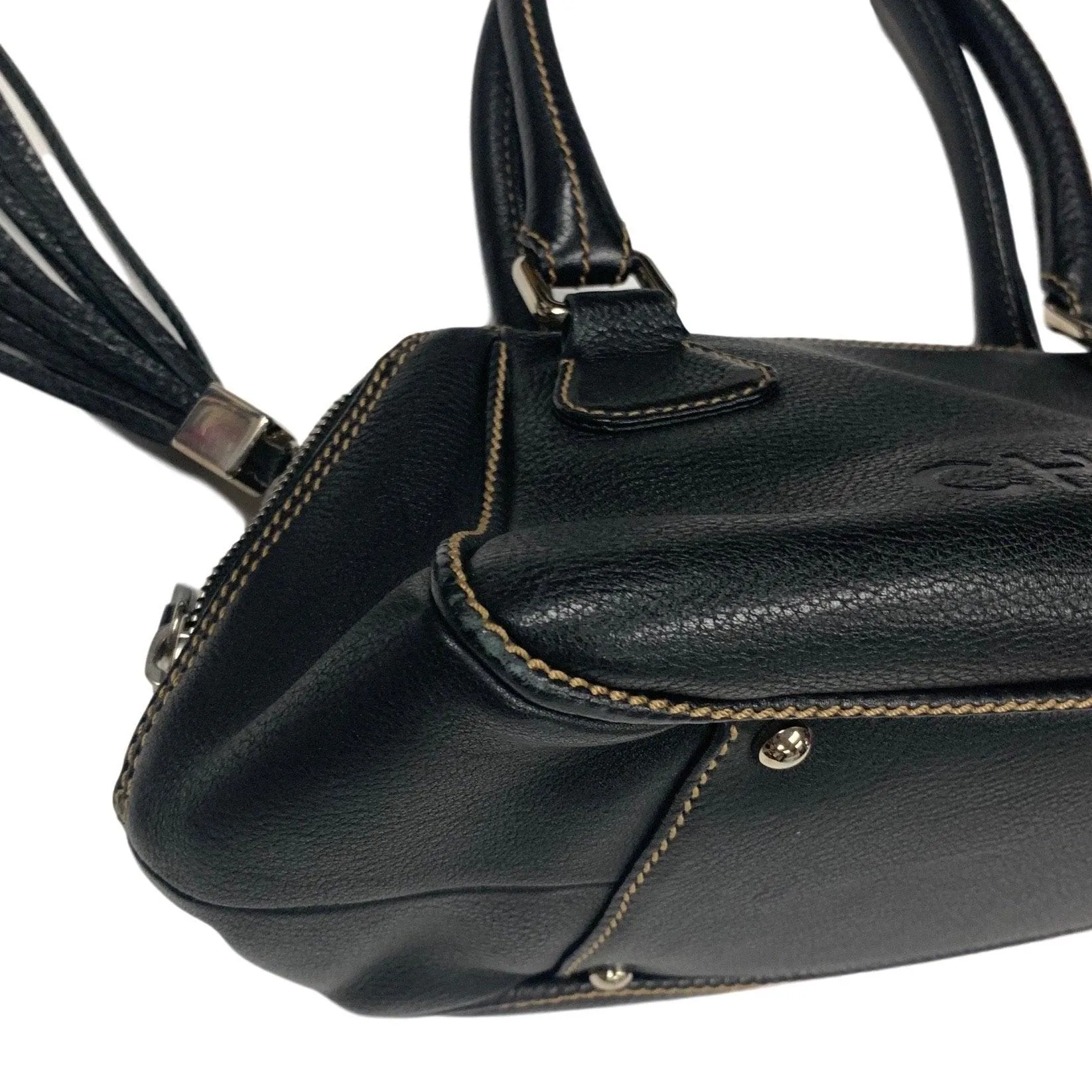 Chanel Black Leather Tassle Shoulder Bag