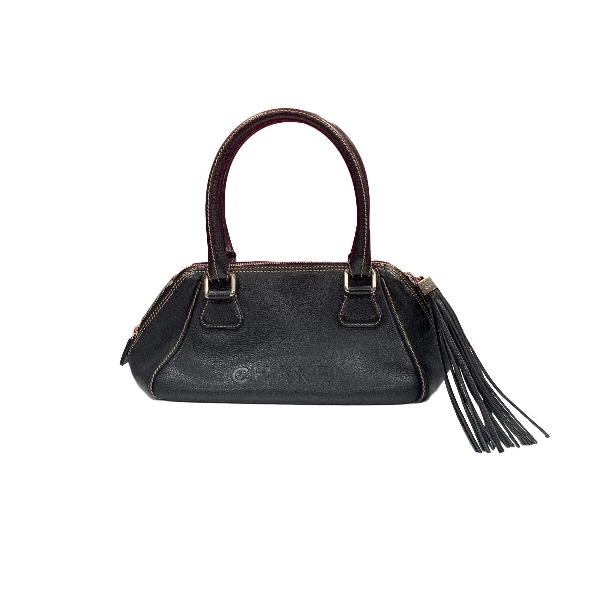 Chanel Black Leather Tassle Shoulder Bag