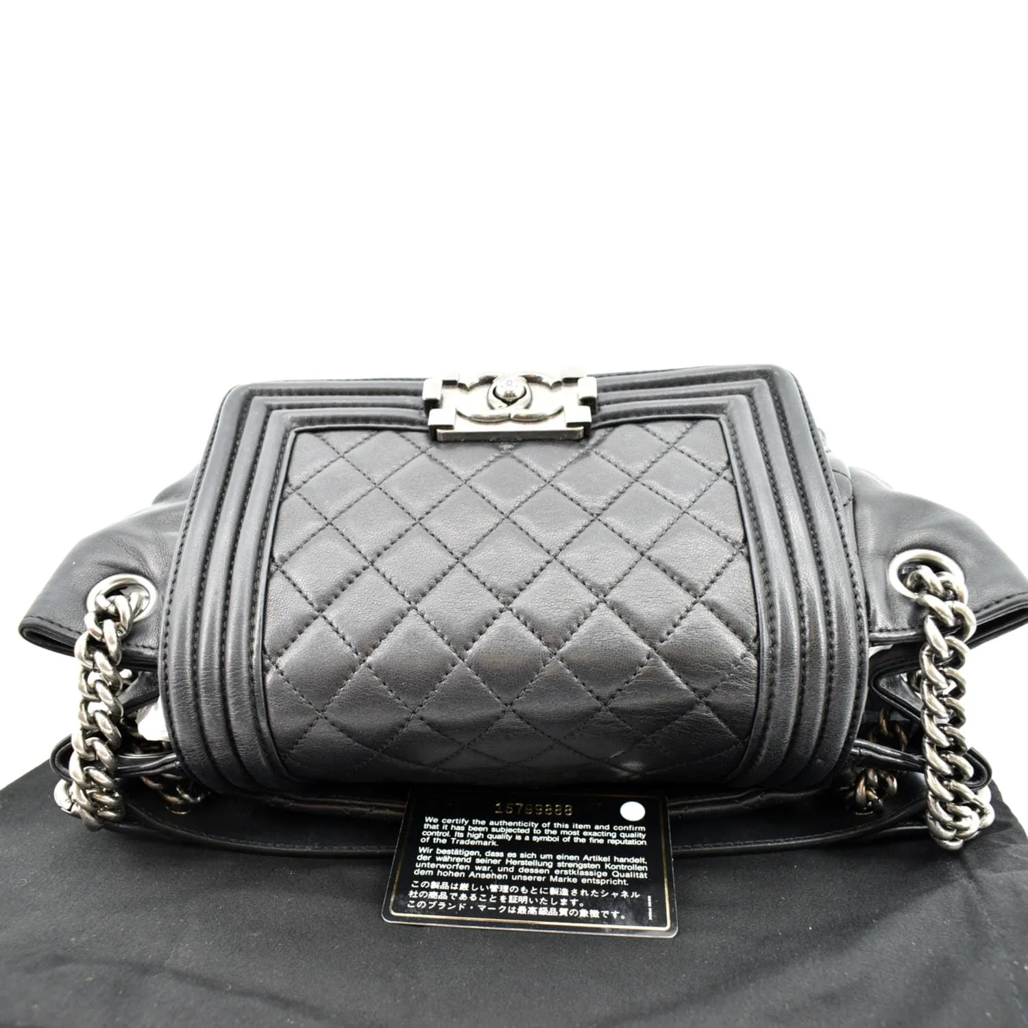 CHANEL Boy Leather Shopping Tote Bag Black