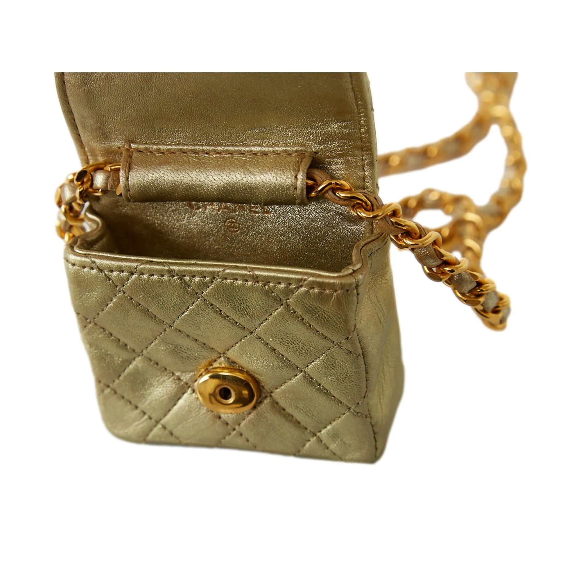 Chanel Gold Micro Chain Bag
