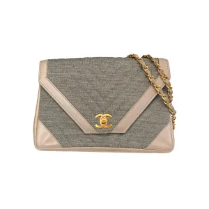 Chanel Grey Chevron Chain Flap Bag