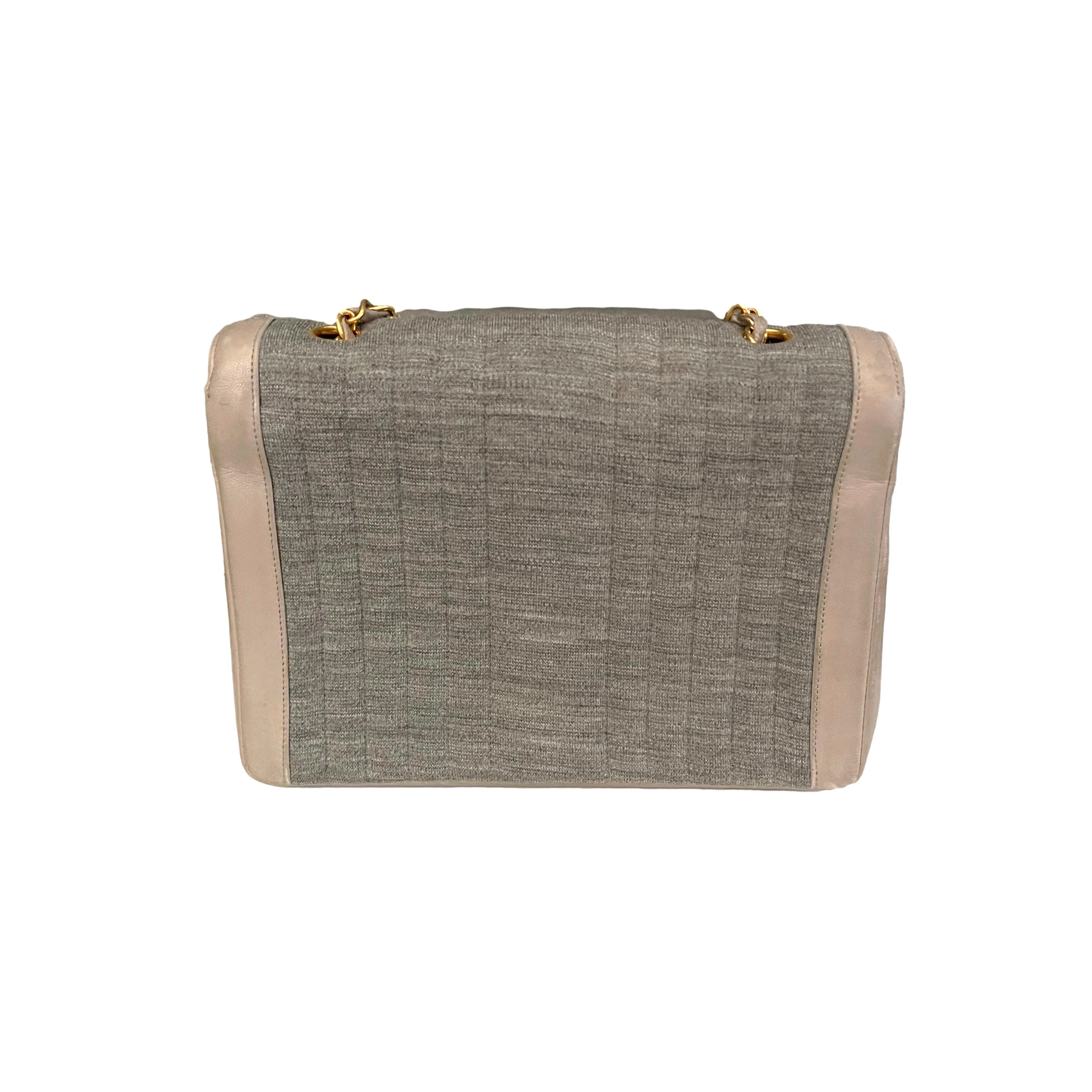 Chanel Grey Chevron Chain Flap Bag