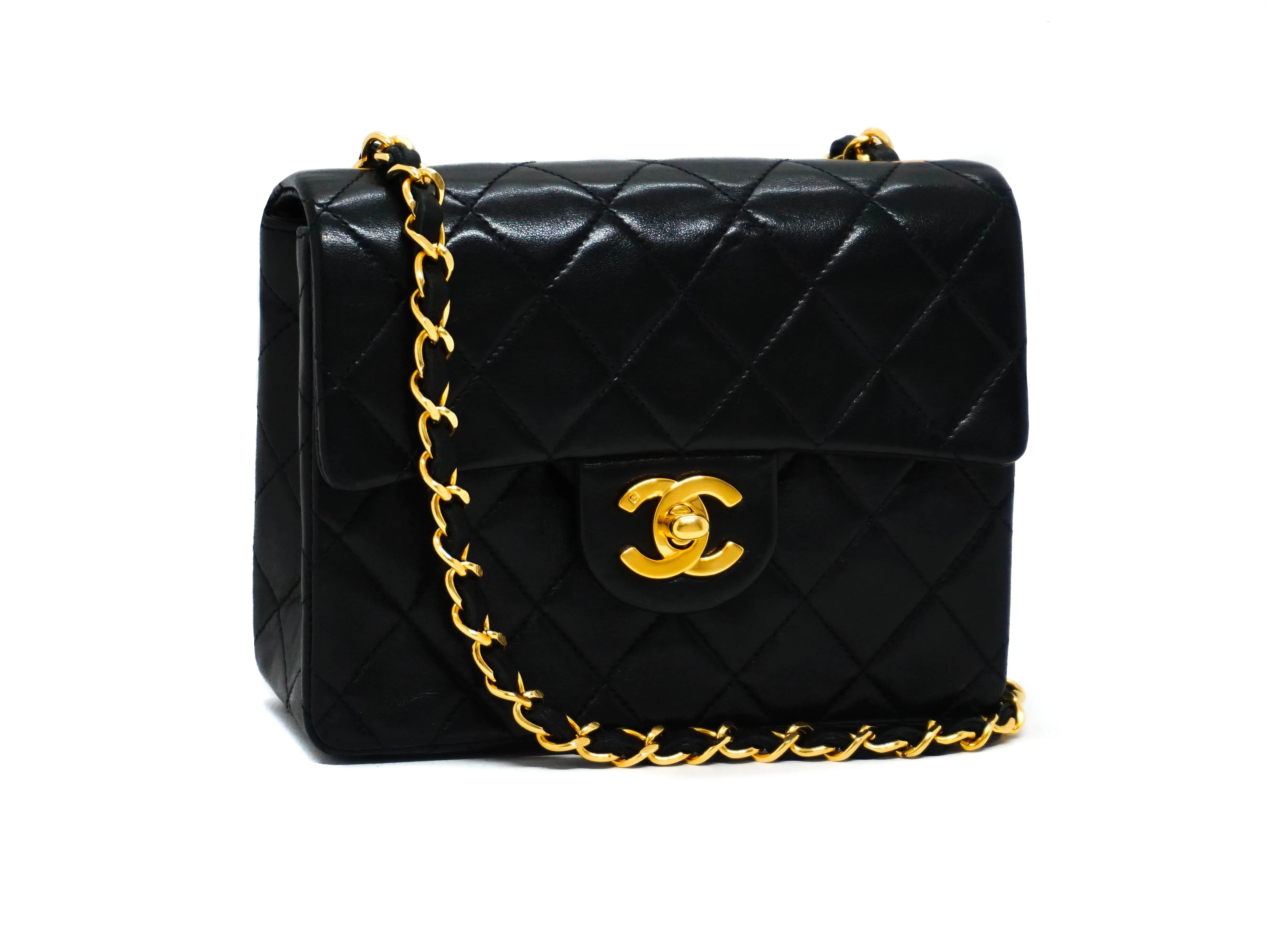 Chanel Vintage Black Lambskin Classic 2.55 Mini Flap Bag