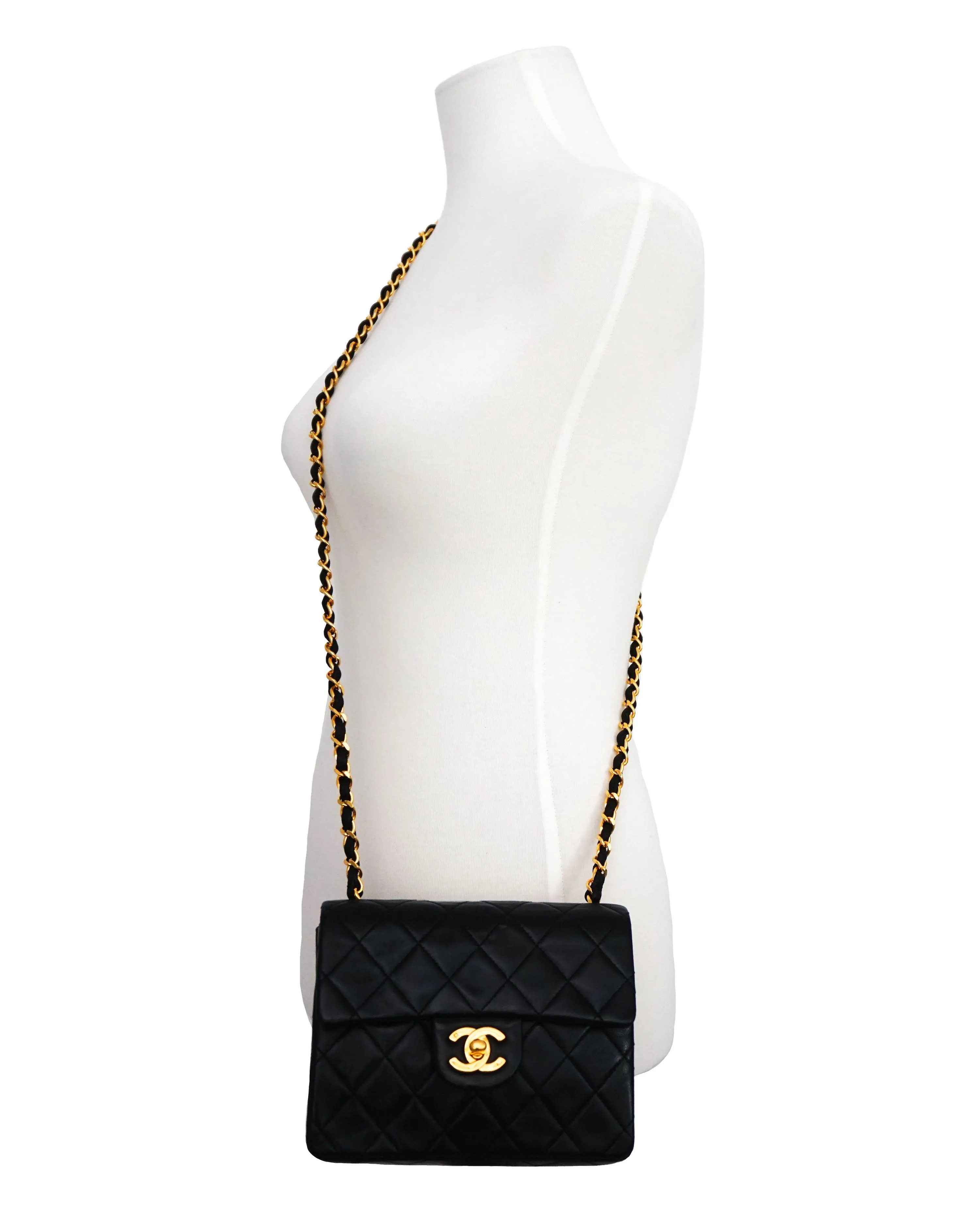 Chanel Vintage Black Lambskin Classic 2.55 Mini Flap Bag