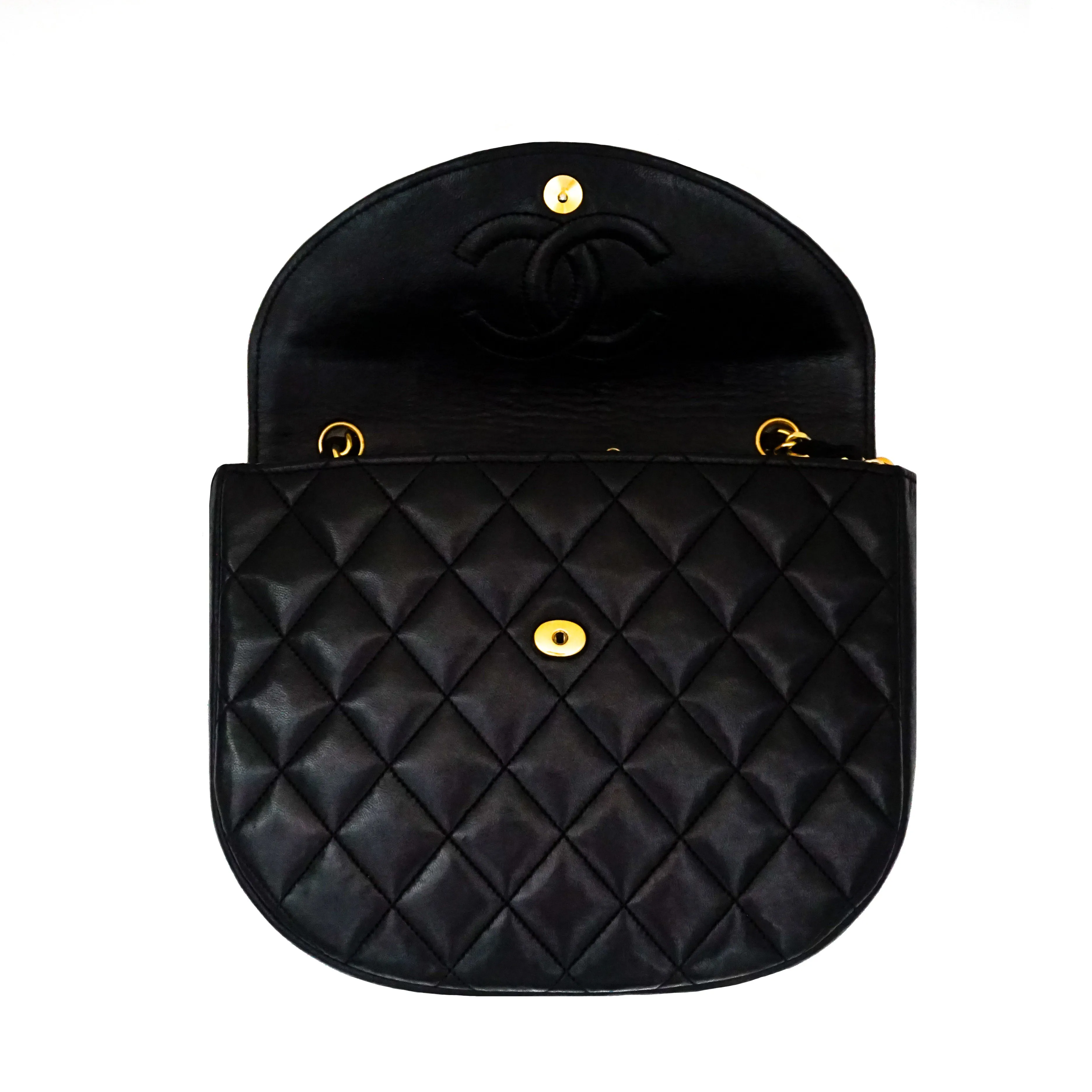 Chanel Vintage Rare Black Lambskin XL CC Mini Flap