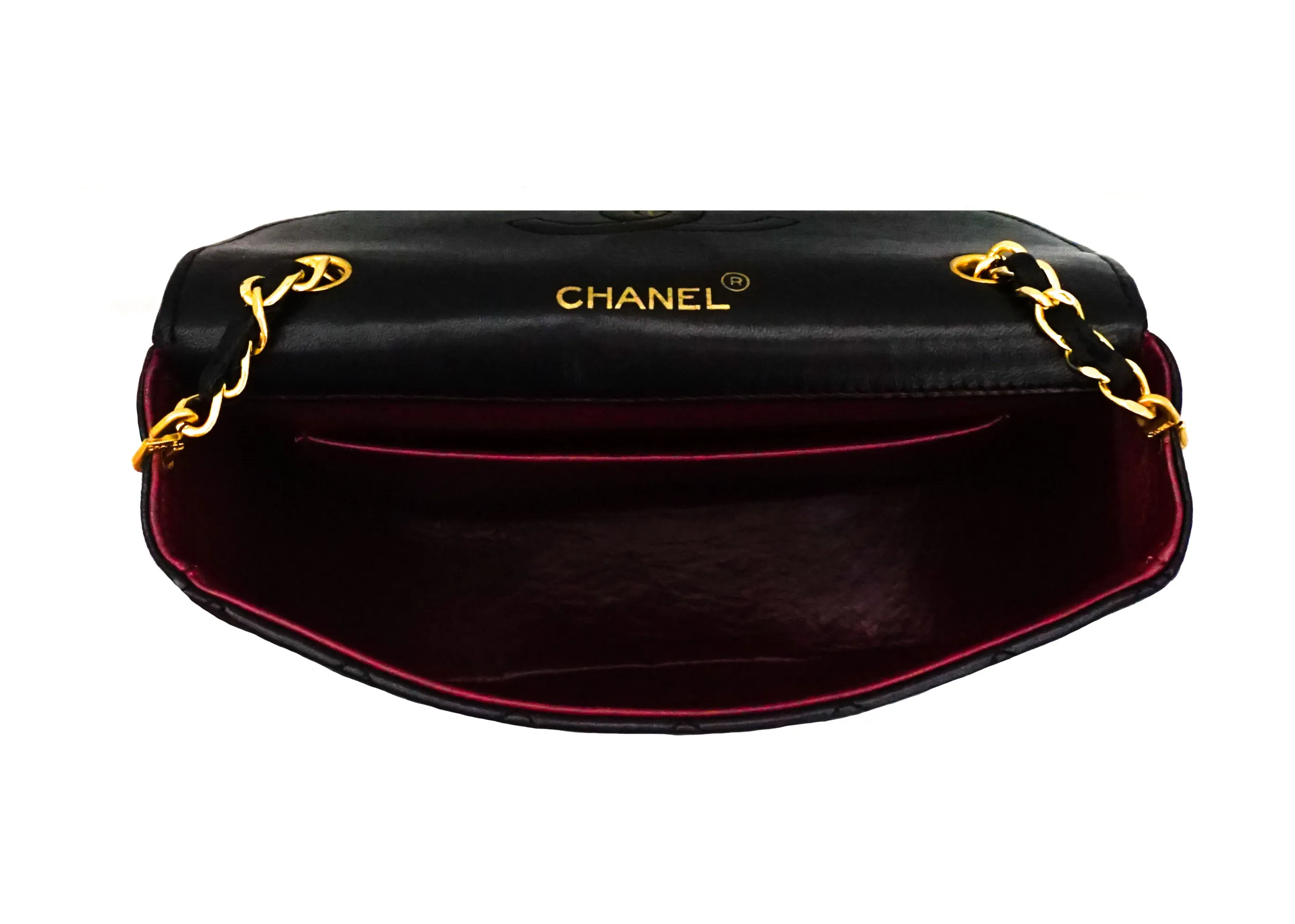 Chanel Vintage Rare Black Lambskin XL CC Mini Flap