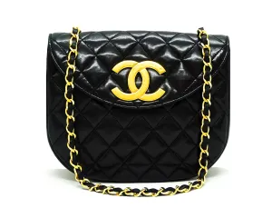 Chanel Vintage Rare Black Lambskin XL CC Mini Flap