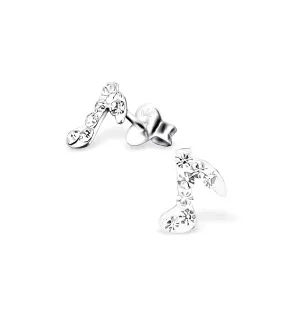 Children's Earrings:  Sterling Silver CZ Musical Notes Earrings