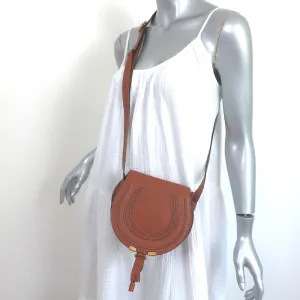 Chloe Marcie Mini Crossbody Saddle Bag Brown Grained Leather