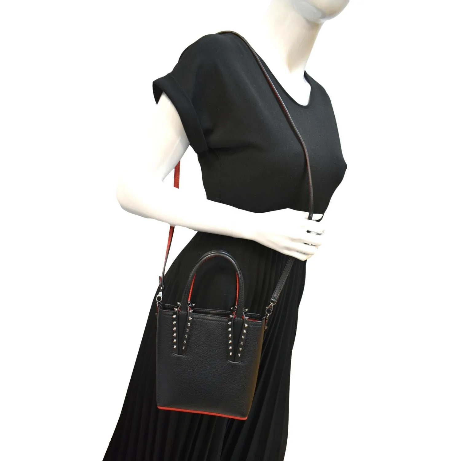CHRISTIAN LOUBOUTIN Cabata Mini Leather Tote Bag Black