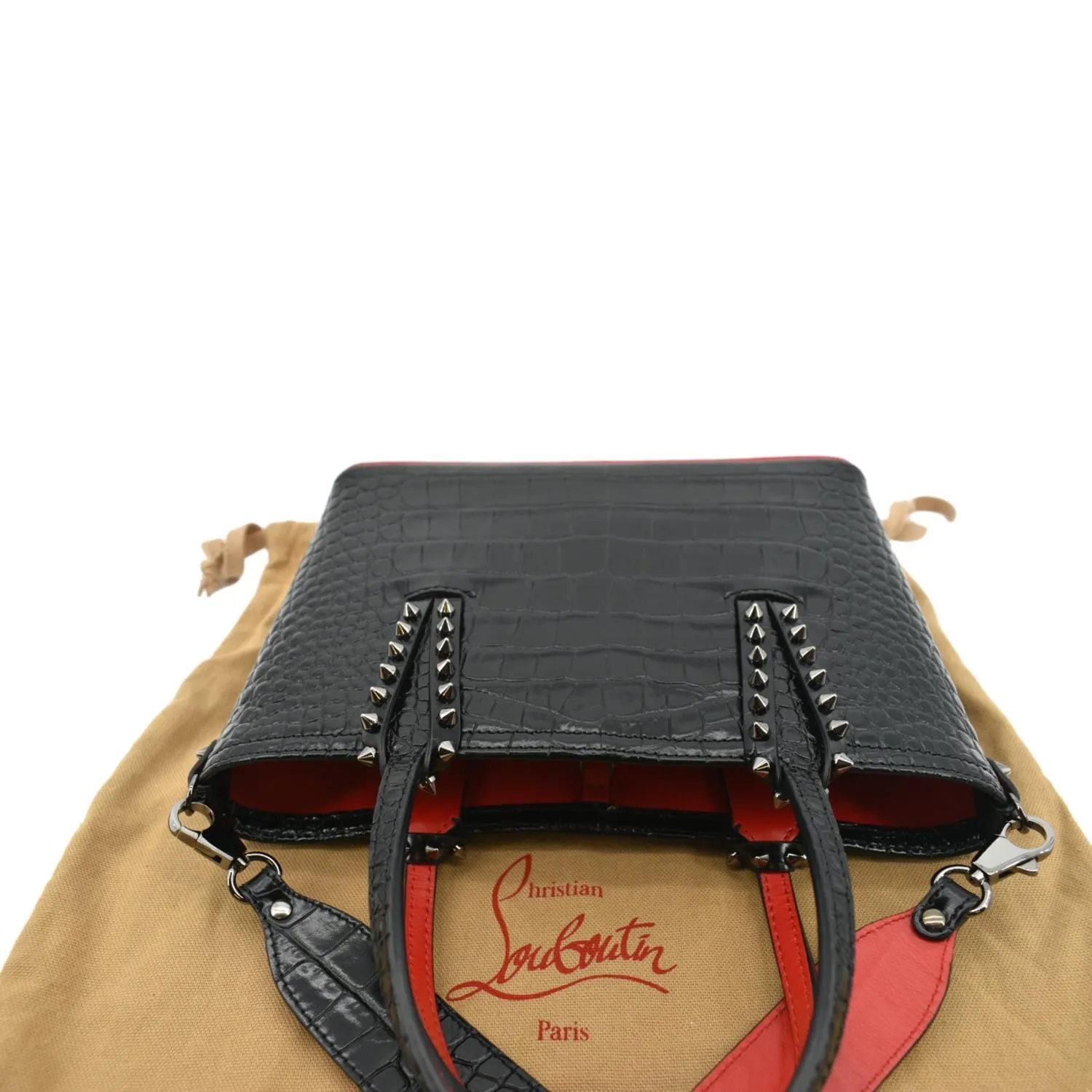 CHRISTIAN LOUBOUTIN Cabata Mini Spiked Leather Crossbody Bag Black