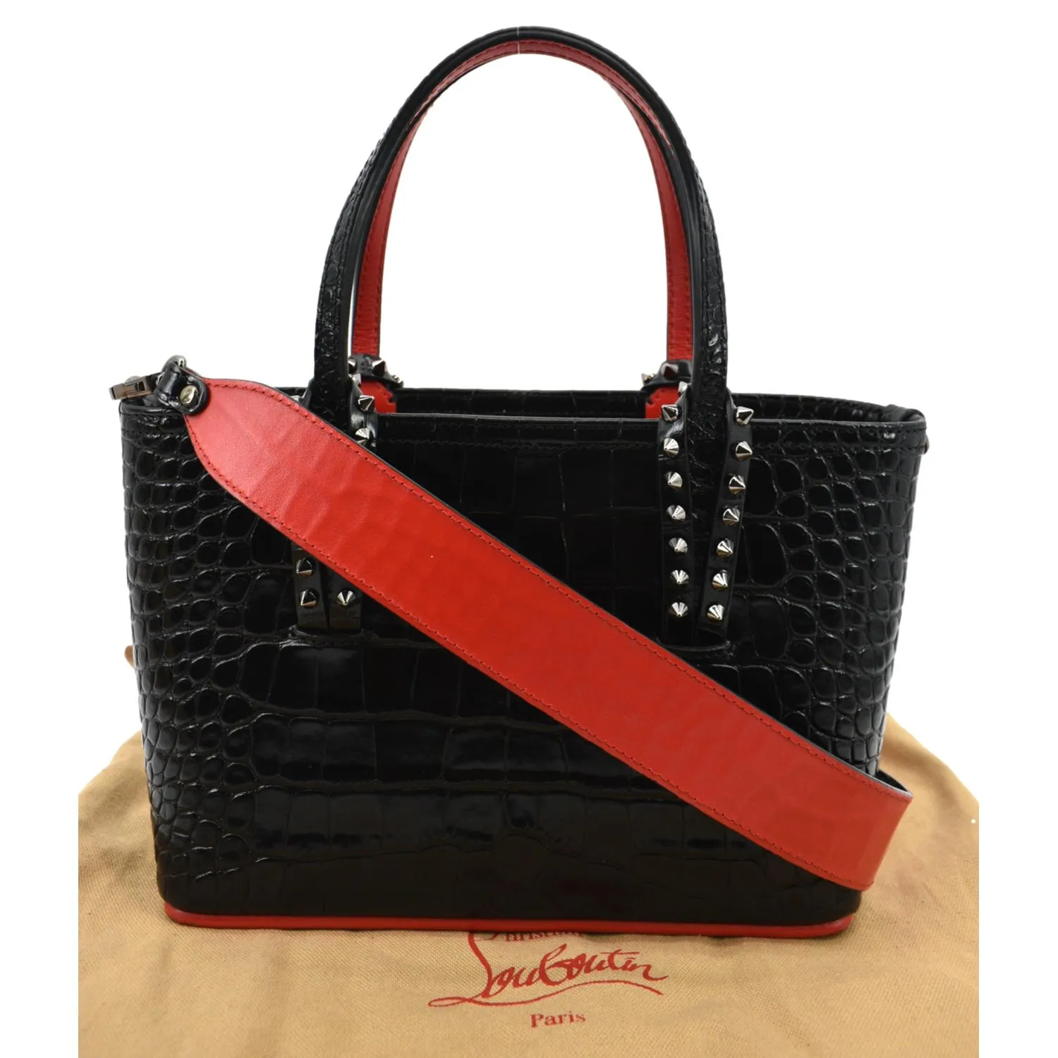 CHRISTIAN LOUBOUTIN Cabata Mini Spiked Leather Crossbody Bag Black