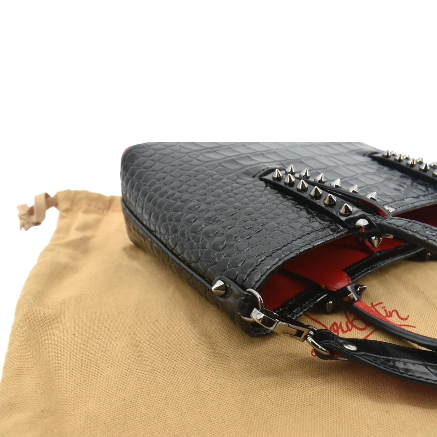 CHRISTIAN LOUBOUTIN Cabata Mini Spiked Leather Crossbody Bag Black
