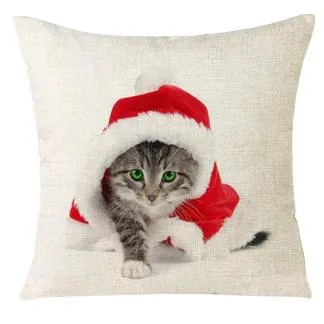Christmas Cat Pillow Case Cover
