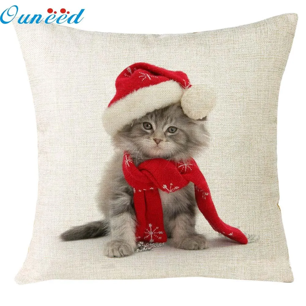 Christmas Cat Pillow Case Cover