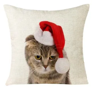 Christmas Cat Pillow Case Cover