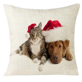 Christmas Cat Pillow Case Cover