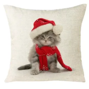 Christmas Cat Pillow Case Cover
