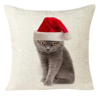 Christmas Cat Pillow Case Cover