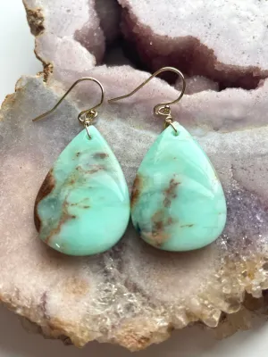Chrysoprase Statement Earrings Gold Fill