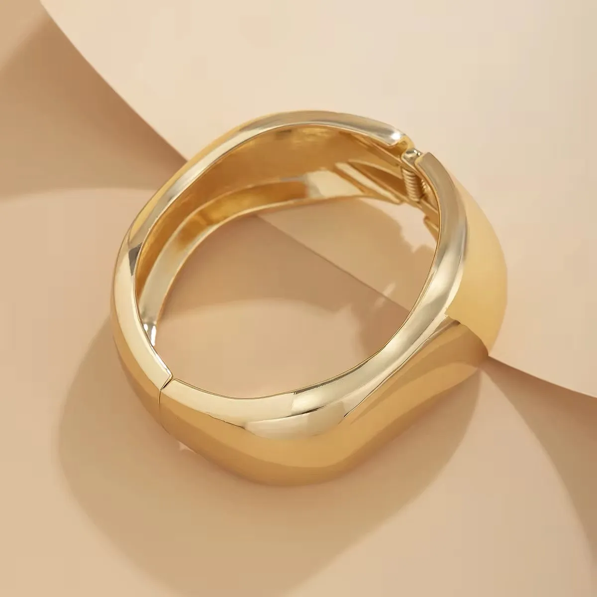 Classic Exaggerated Smooth Glossy Metal Wide Bangles Bracelet