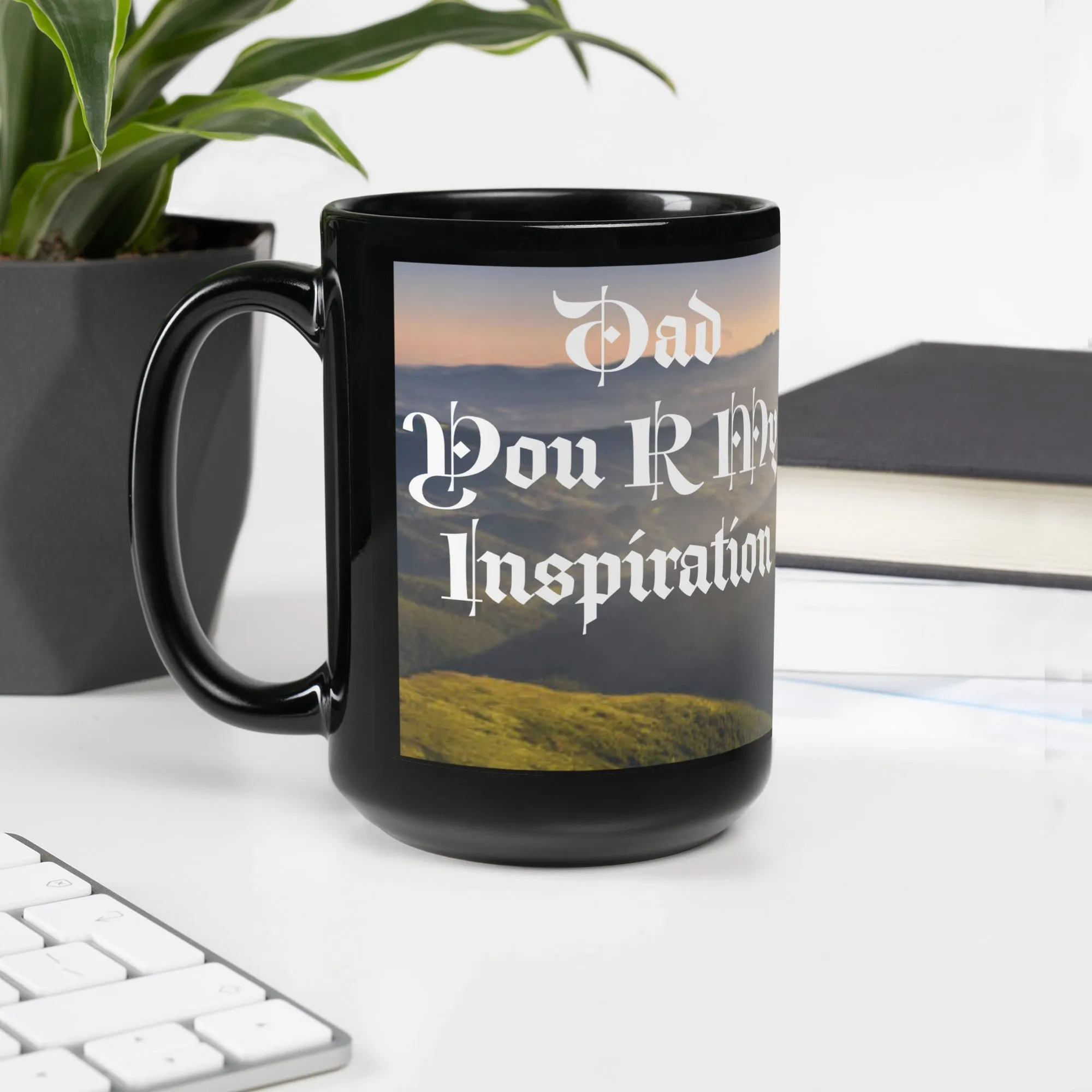 COFFEE CUP,  TEA CUP, Black Glossy Mug, Father's day,  Gift FOR HIM