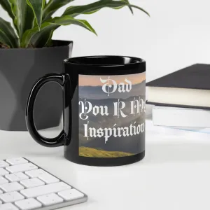 COFFEE CUP,  TEA CUP, Black Glossy Mug, Father's day,  Gift FOR HIM