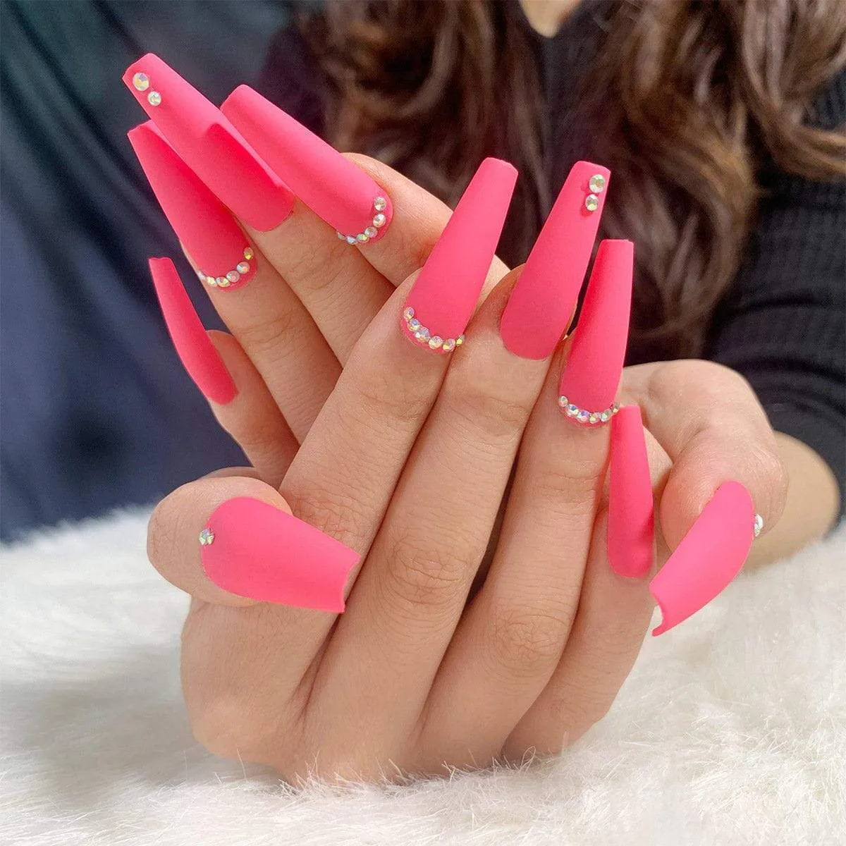 Coffin Hot Pink Matte Sparkly