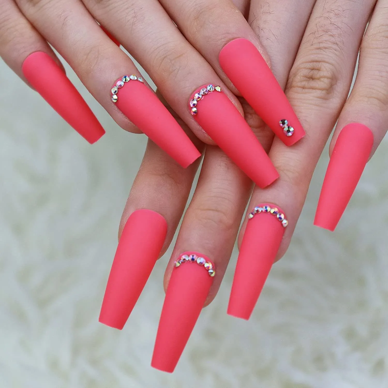 Coffin Hot Pink Matte Sparkly