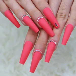 Coffin Hot Pink Matte Sparkly