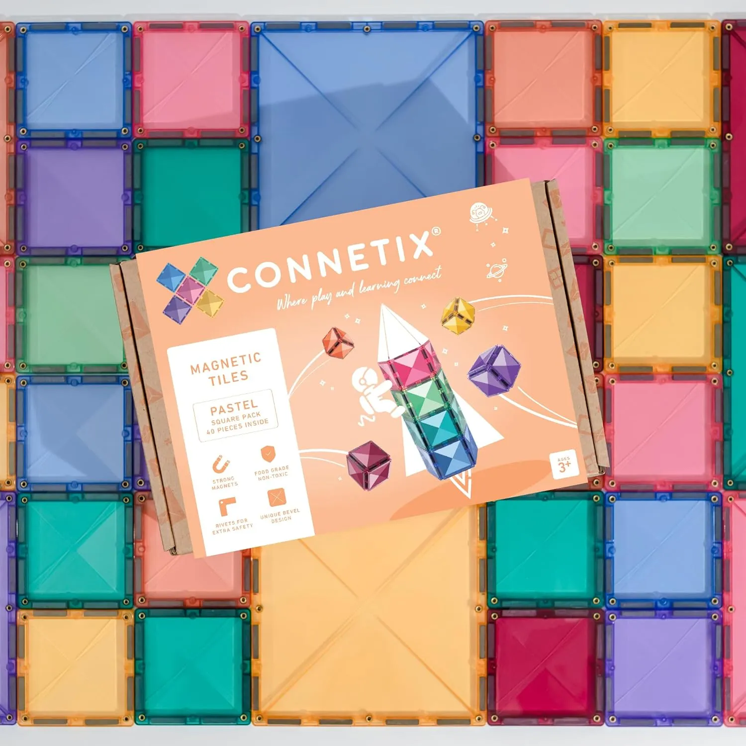 Connetix Pastel Square Pack (40 Pieces)