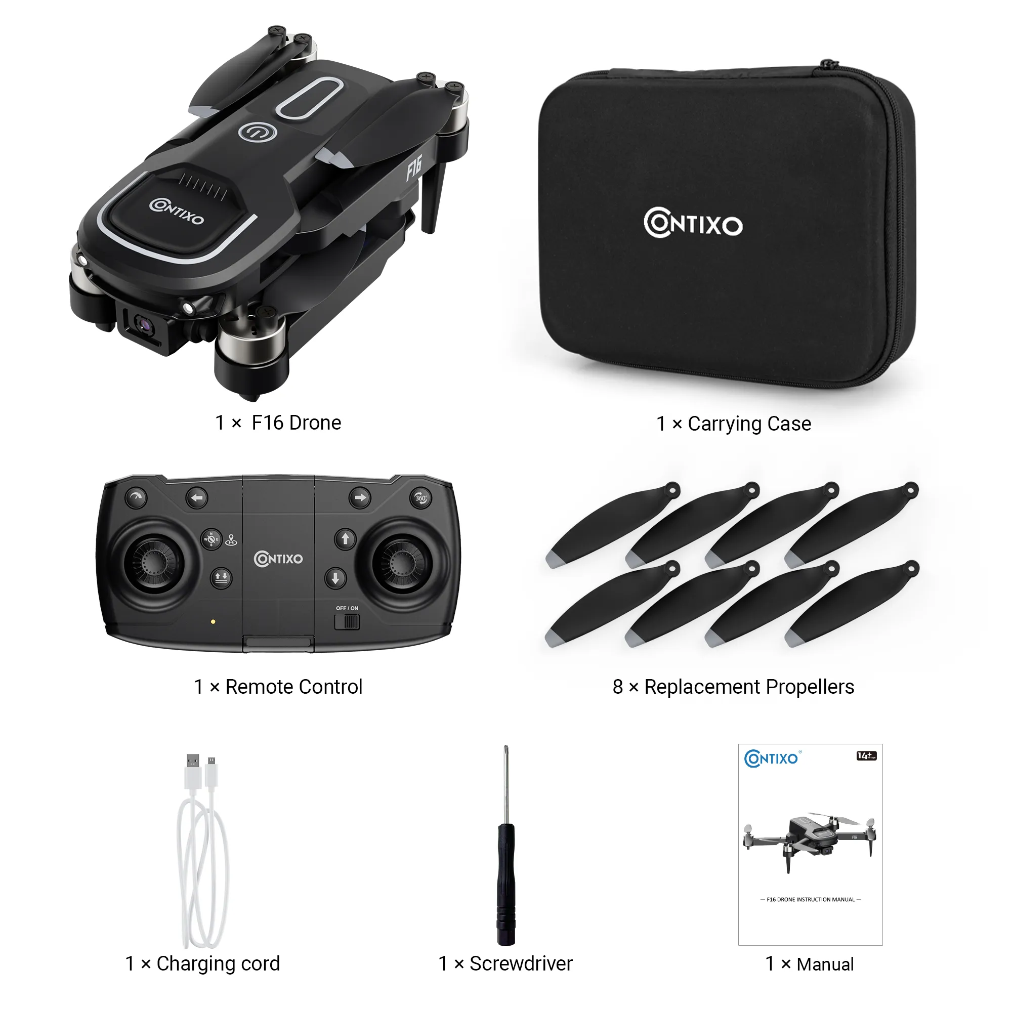 Contixo F16 Stunt Drone – 1080P HD Camera, Foldable Design, WiFi FPV, 16-Min Flight - 2024 Model by Contixo
