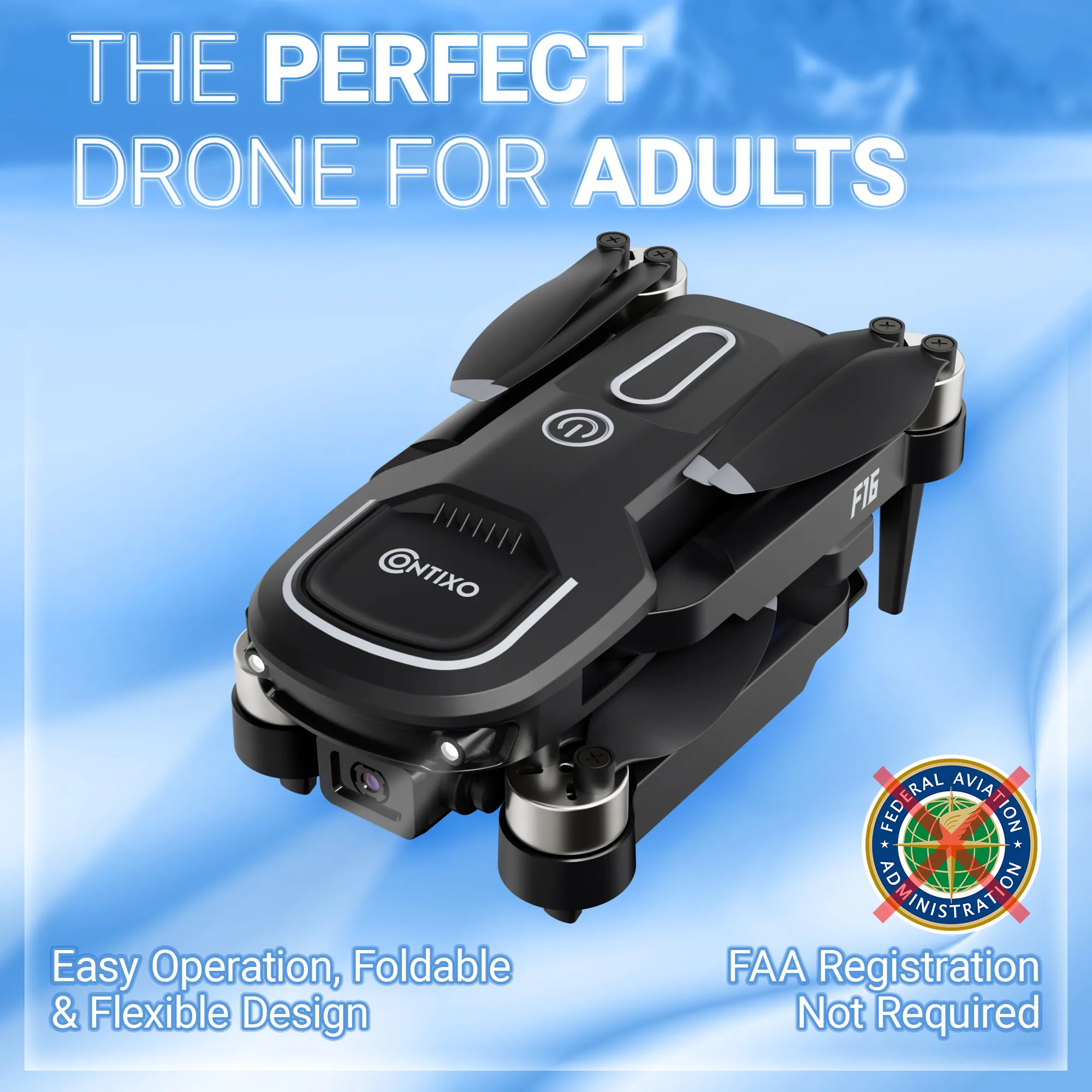 Contixo F16 Stunt Drone – 1080P HD Camera, Foldable Design, WiFi FPV, 16-Min Flight - 2024 Model by Contixo