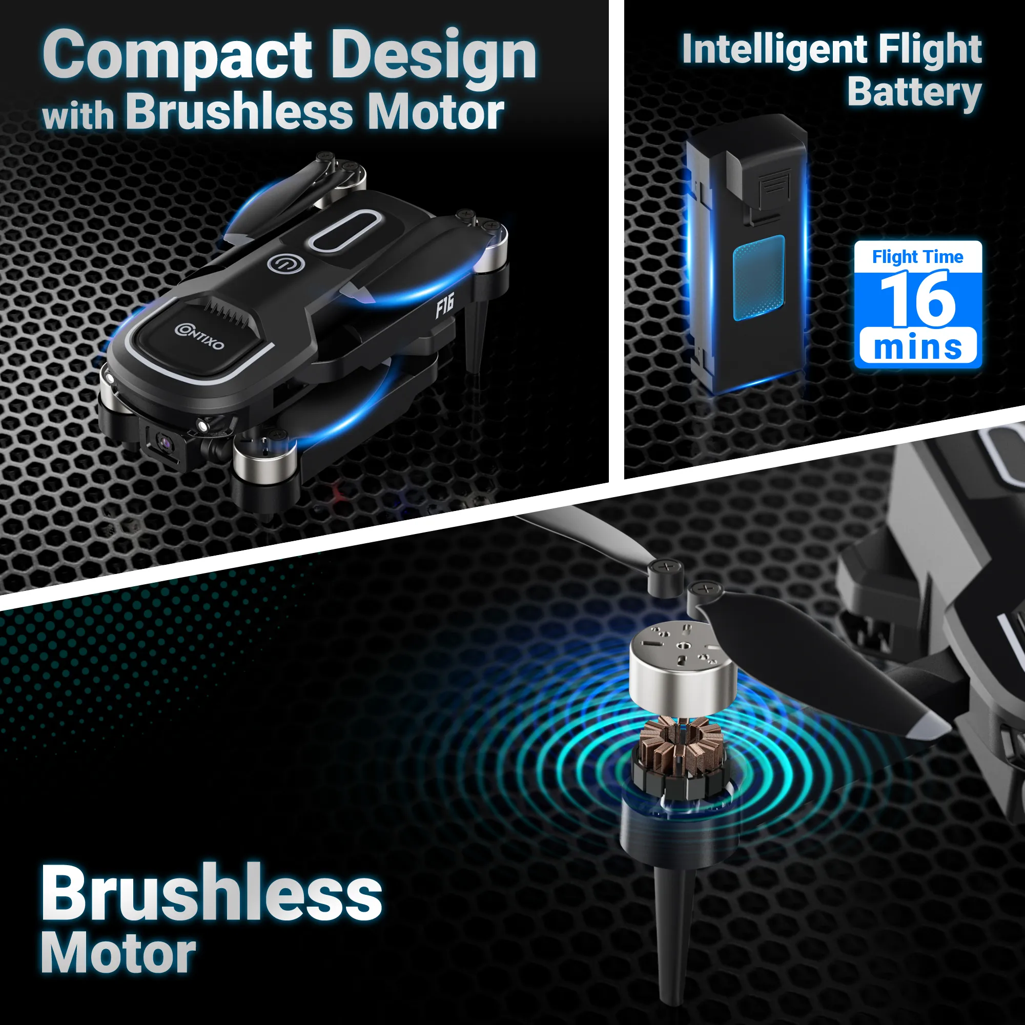 Contixo F16 Stunt Drone – 1080P HD Camera, Foldable Design, WiFi FPV, 16-Min Flight - 2024 Model by Contixo