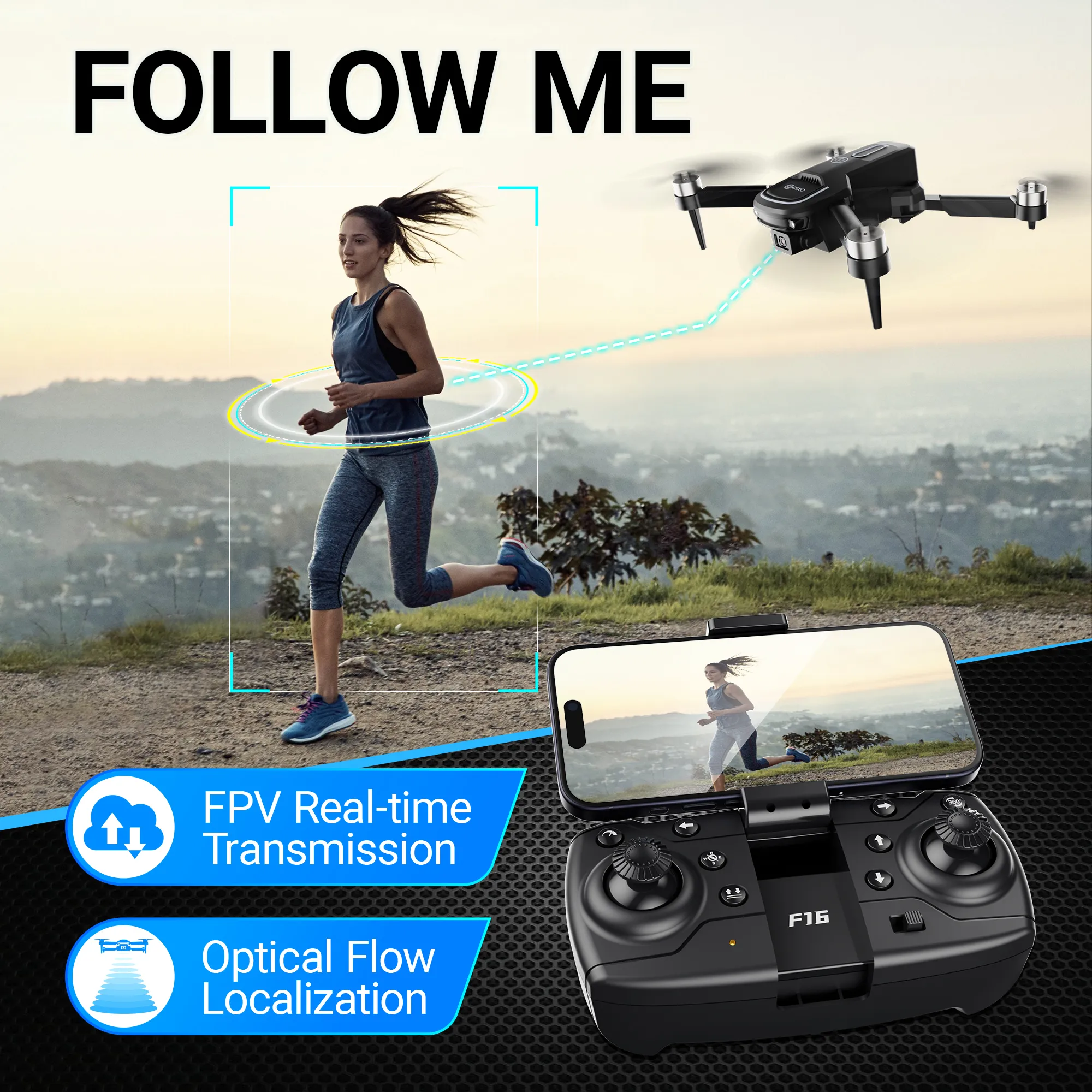 Contixo F16 Stunt Drone – 1080P HD Camera, Foldable Design, WiFi FPV, 16-Min Flight - 2024 Model by Contixo
