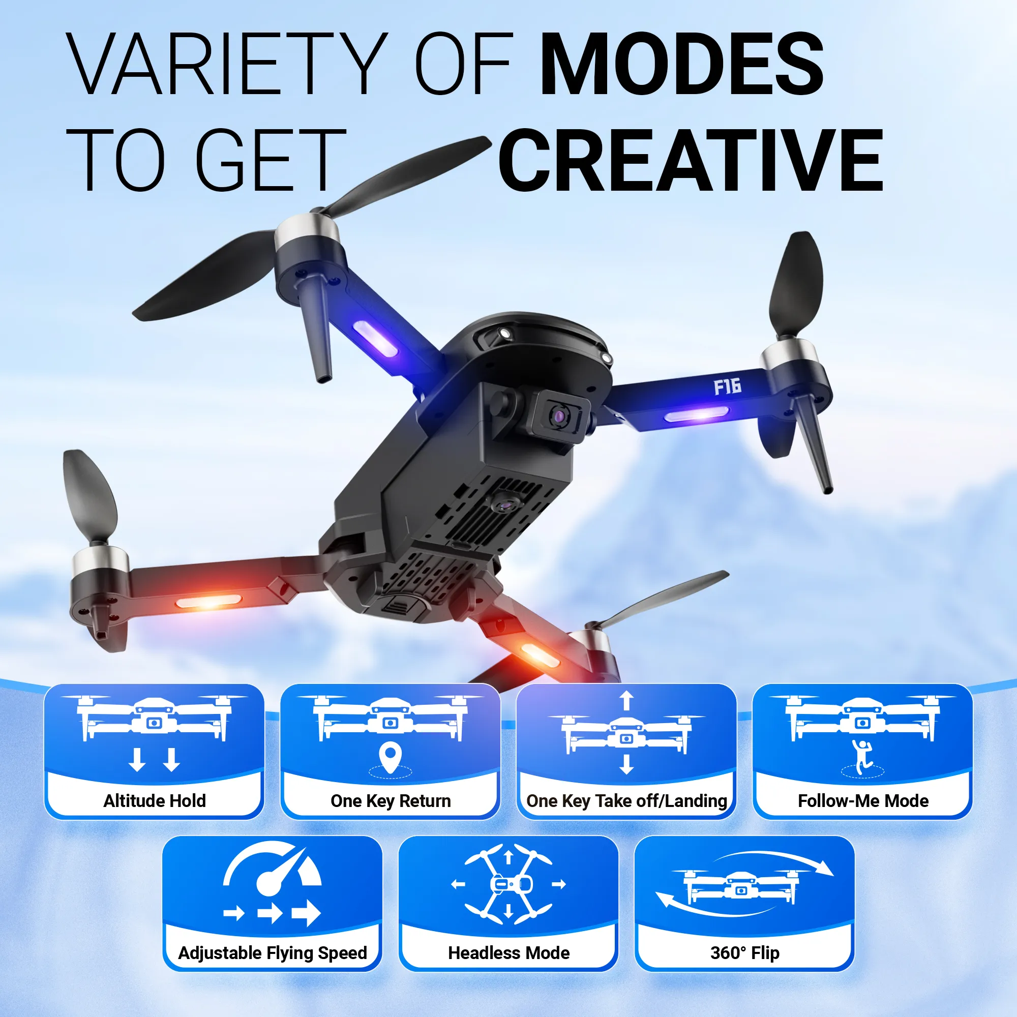 Contixo F16 Stunt Drone – 1080P HD Camera, Foldable Design, WiFi FPV, 16-Min Flight - 2024 Model by Contixo