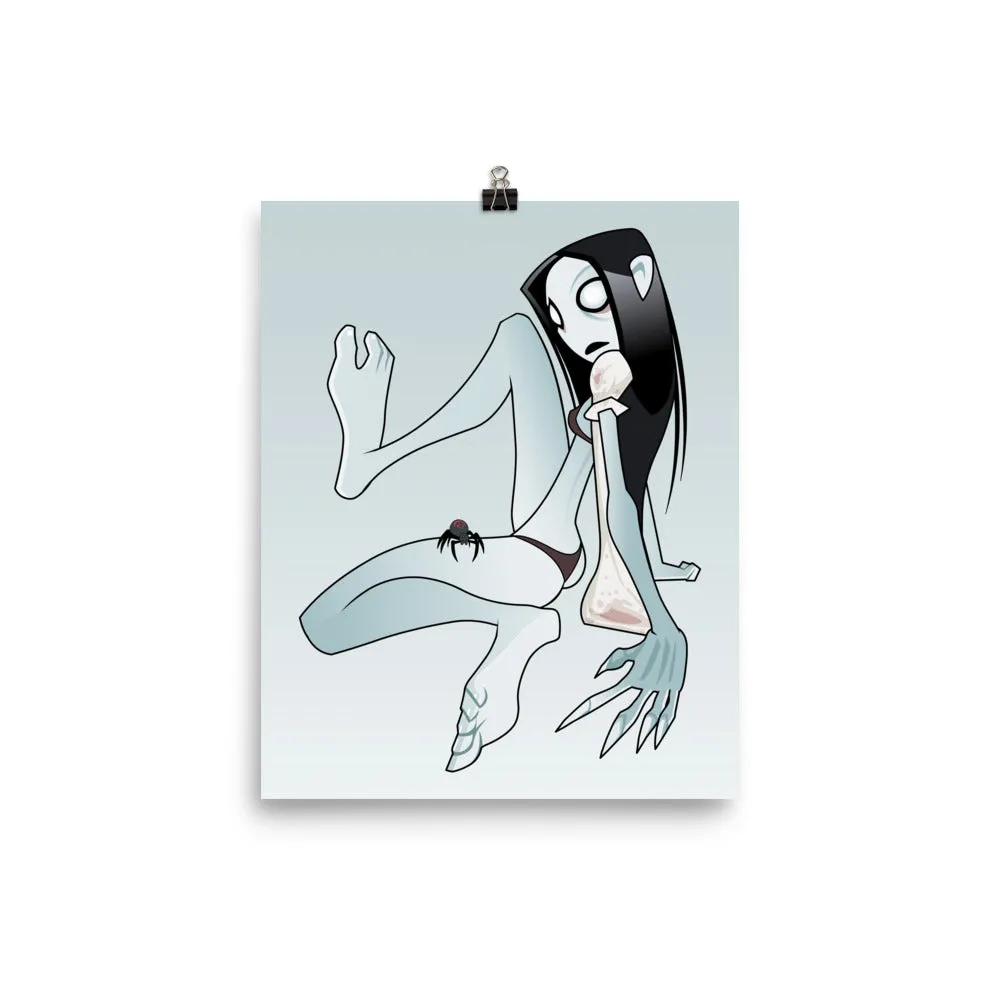 Creepy Girl & Spider Color Poster