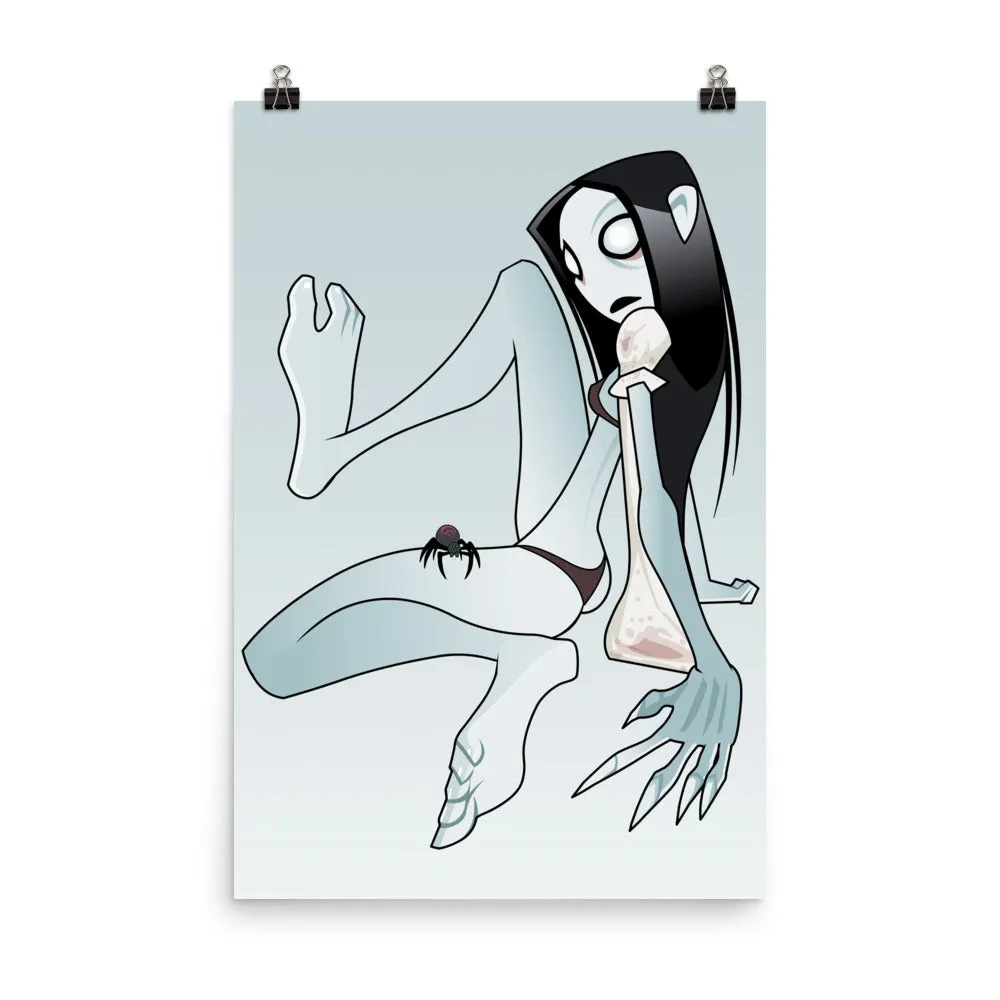 Creepy Girl & Spider Color Poster