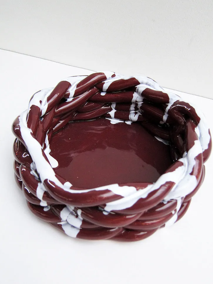CristaSeya Anaphi Ceramic Bowl, Glossy Red