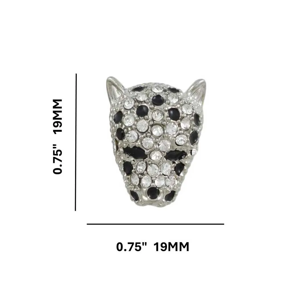 Crystal Silver Leopard Head Pierced Earring - REC557S