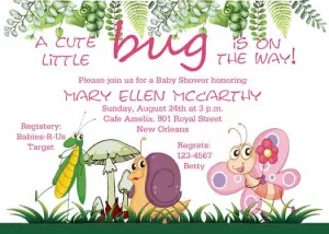 CUTE INSECTS CUSTOM INVITATION